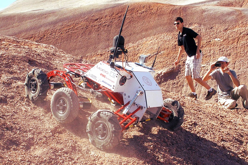 Cornell's Mars Rover project team in action at the annual University Rover Challenge in Utah.