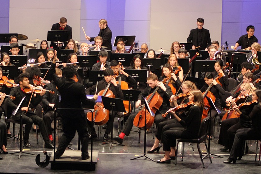 Cornell Orchestras performing on stage